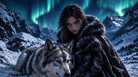 Wolf under the Aurora · Desktop